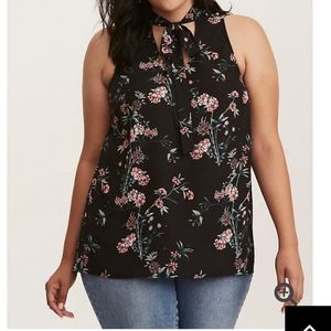 Floral Neck Tie Blouse Torrid Size 1 (14/16)